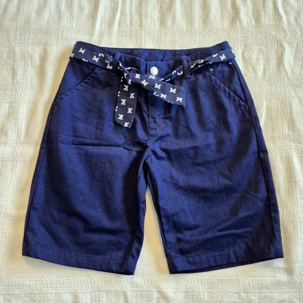 Gymboree girls size 10 navy blue shorts with matching bow belt, NWOT